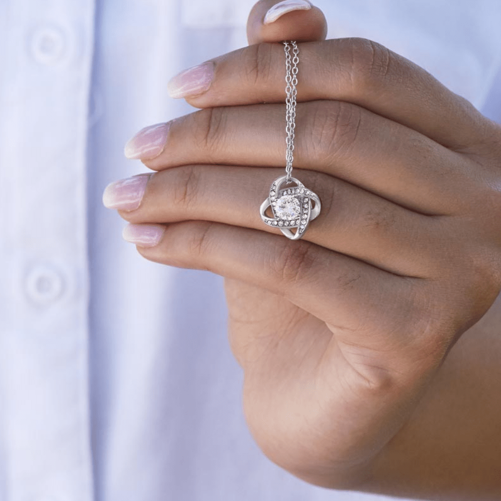 Wieczne Pudełko Z Różą - Z Naszyjnikiem Love Knot I Prawdziwą Różą