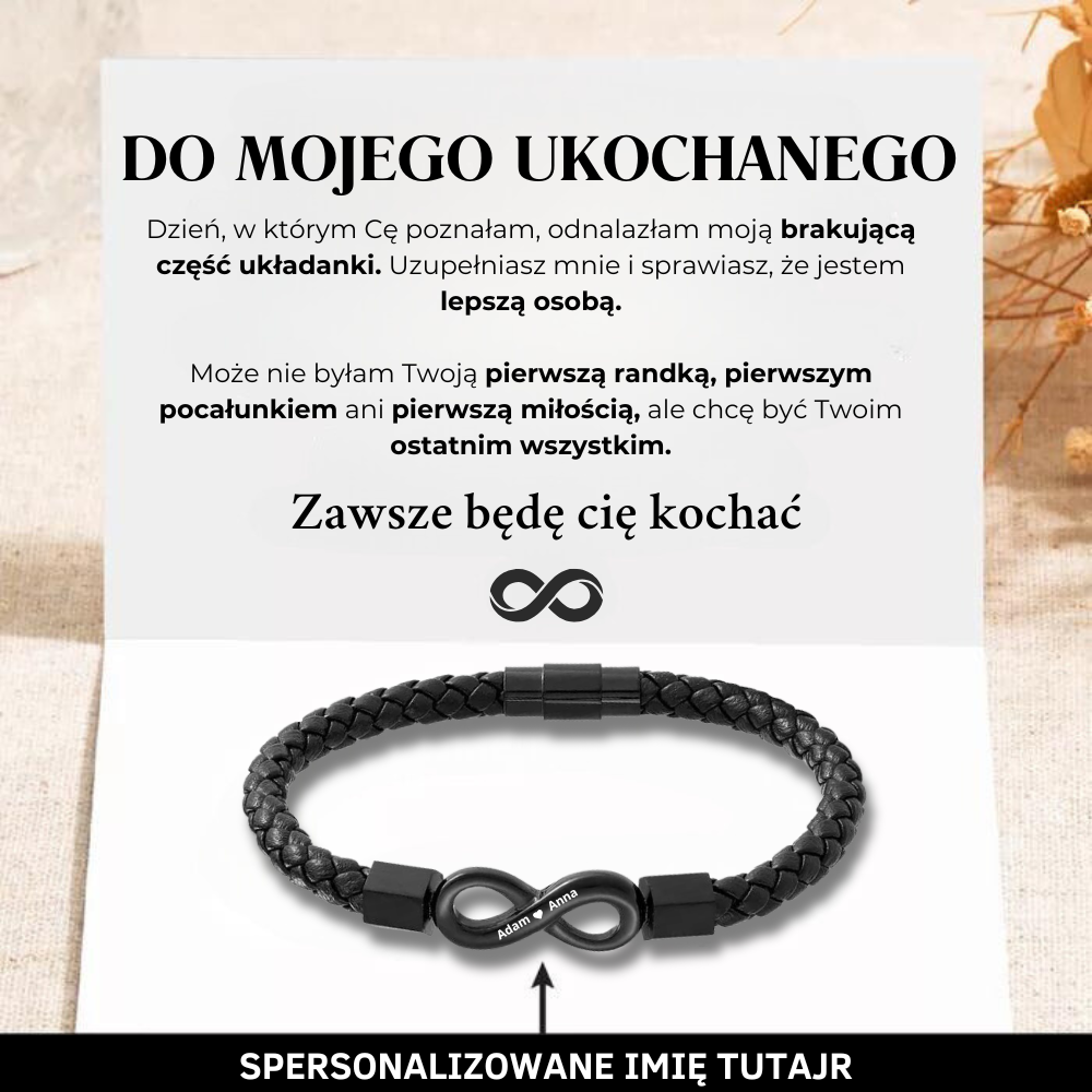 Do Mojego Ukochanego – Personalizowana Skórzana Bransoletka Nieskończoności