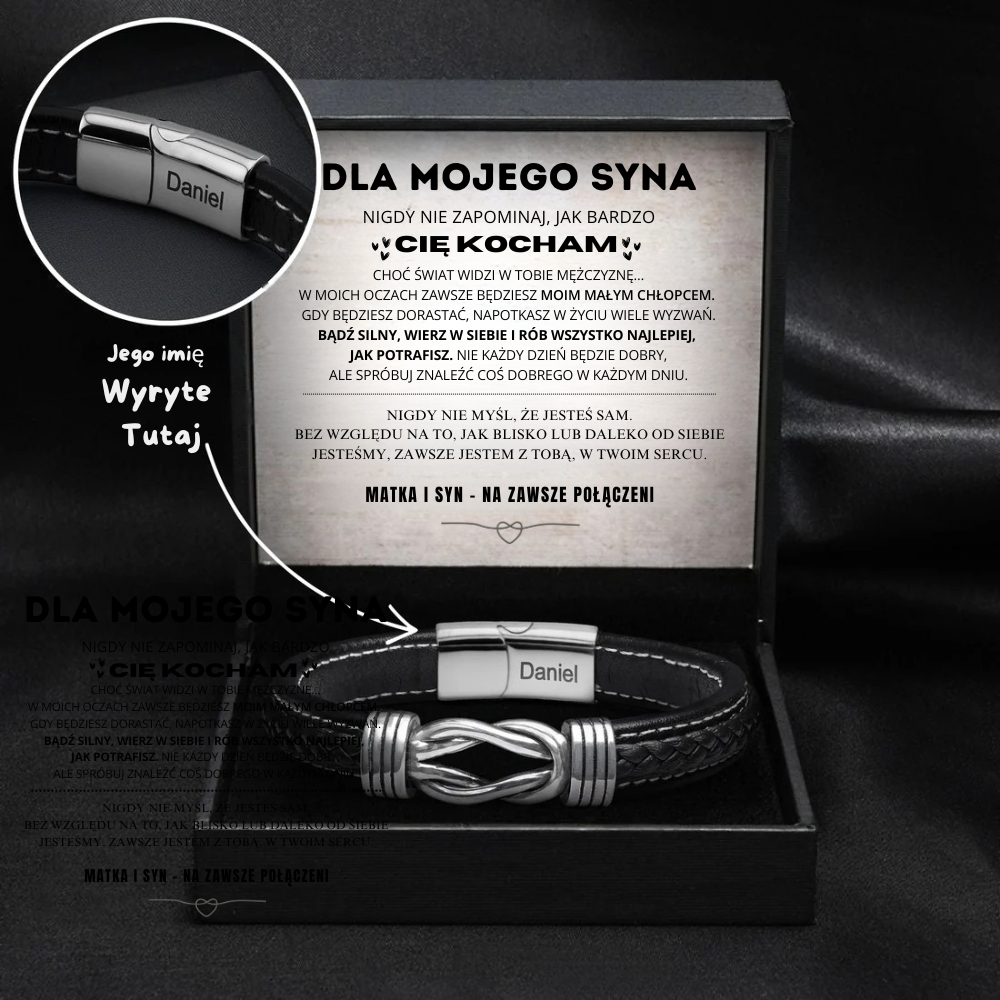 Dla Mojego Syna - Bransoletka Nieskończoności Z Grawerowanym Imieniem