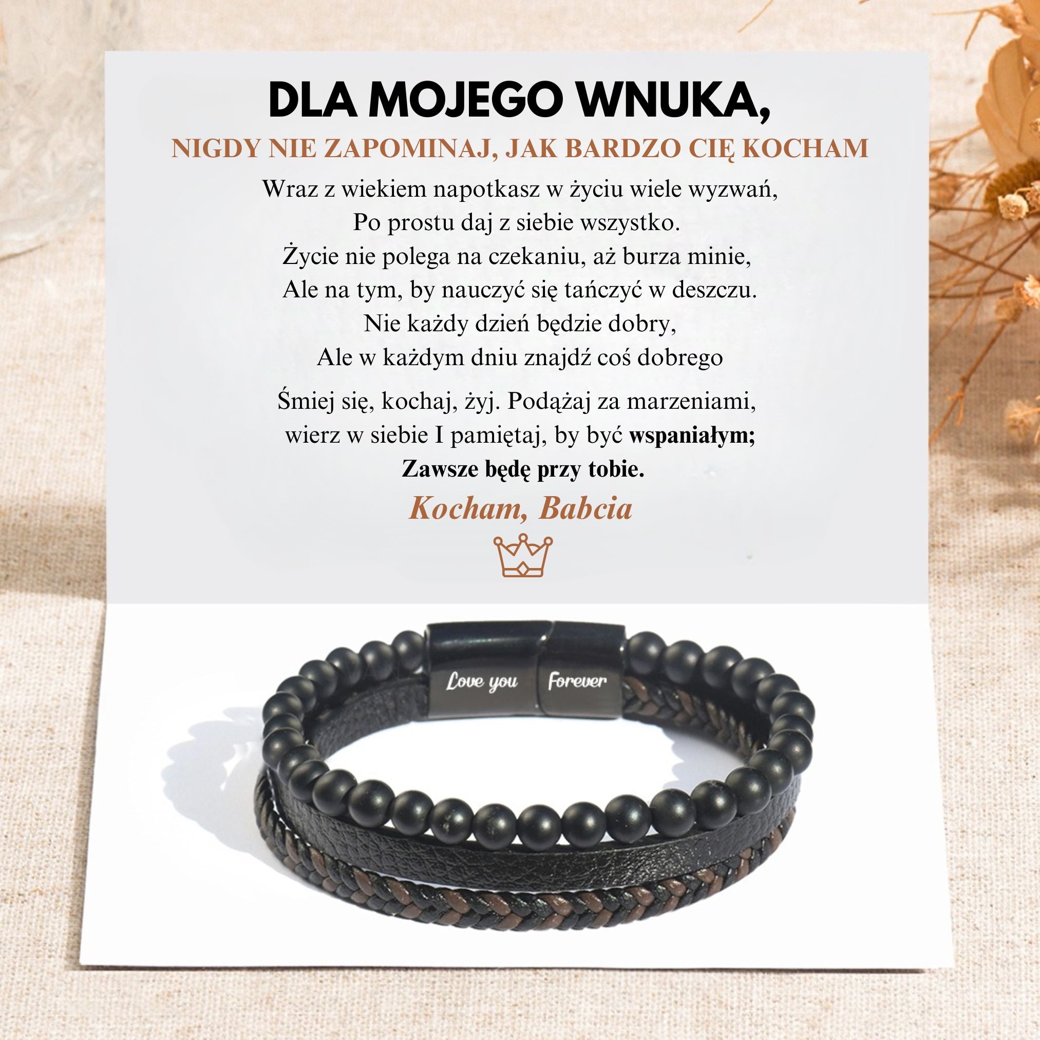 Dla Mojego Syna - Bransoletka Z Uspokajających Kamieni Lawowych