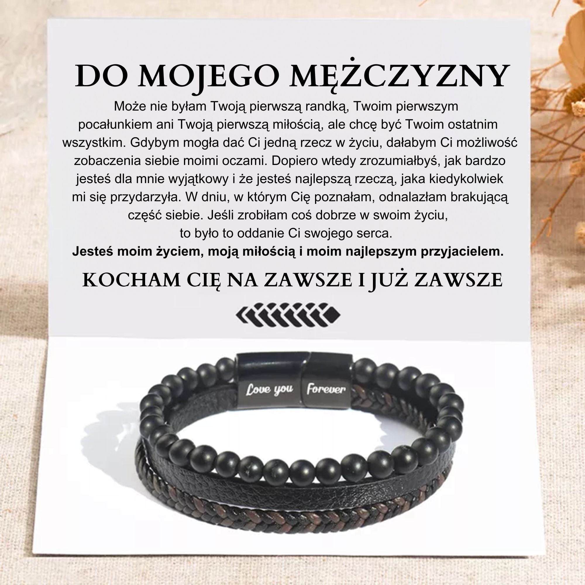 Dla Mojego Męża - Bądź Moim Ostatnim Wszystkim - Skórzana Bransoletka Obietnicy