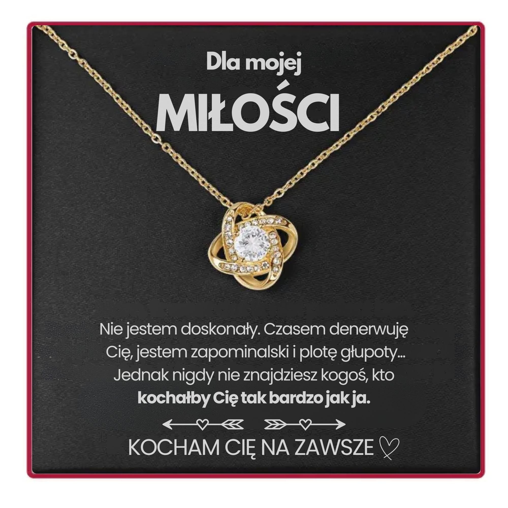 Wieczne Pudełko Z Różą - Z Naszyjnikiem Love Knot I Prawdziwą Różą