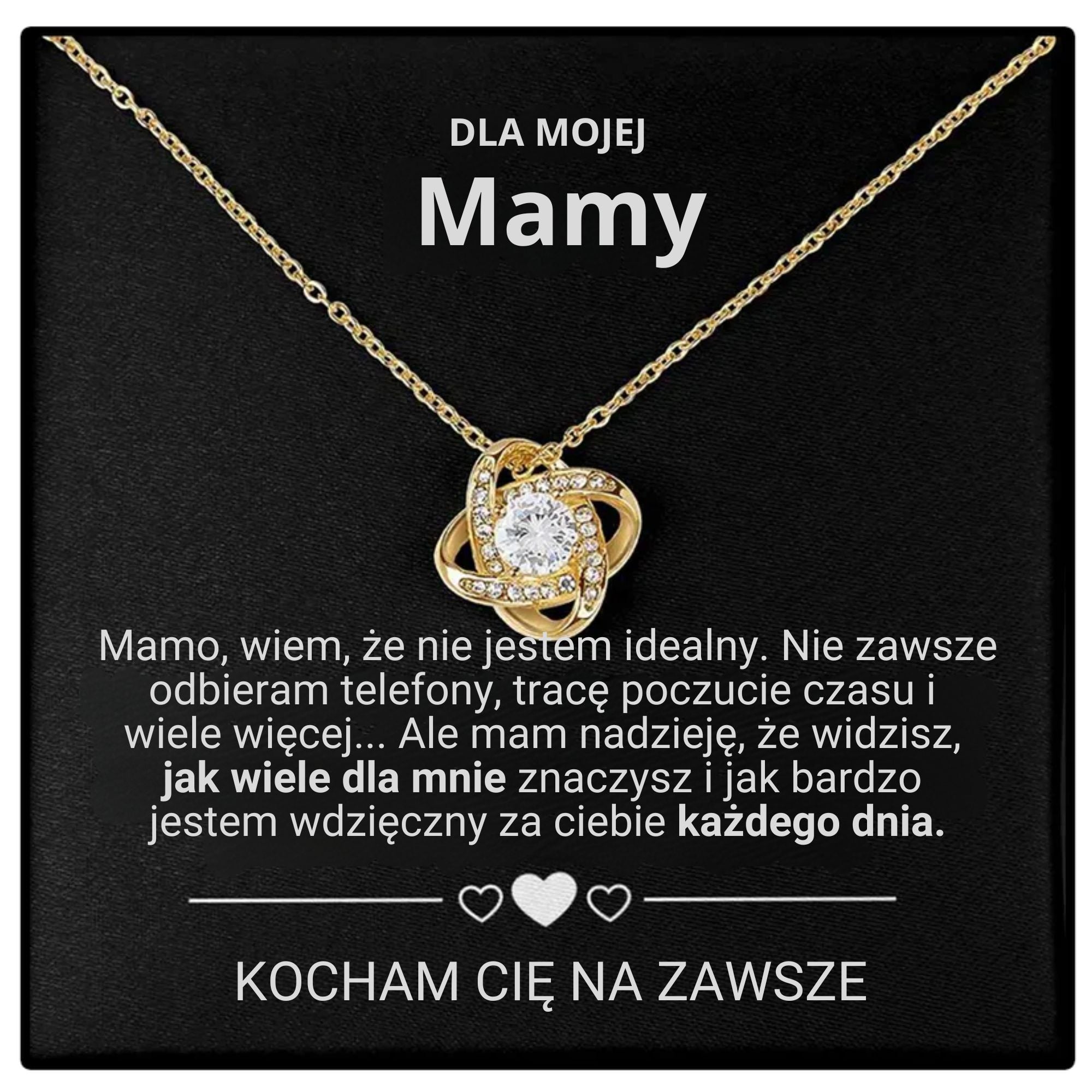 Dla Mojej Mamy - Wieczne Pudełko Z Różą - Z Naszyjnikiem Love Knot I Prawdziwą Różą