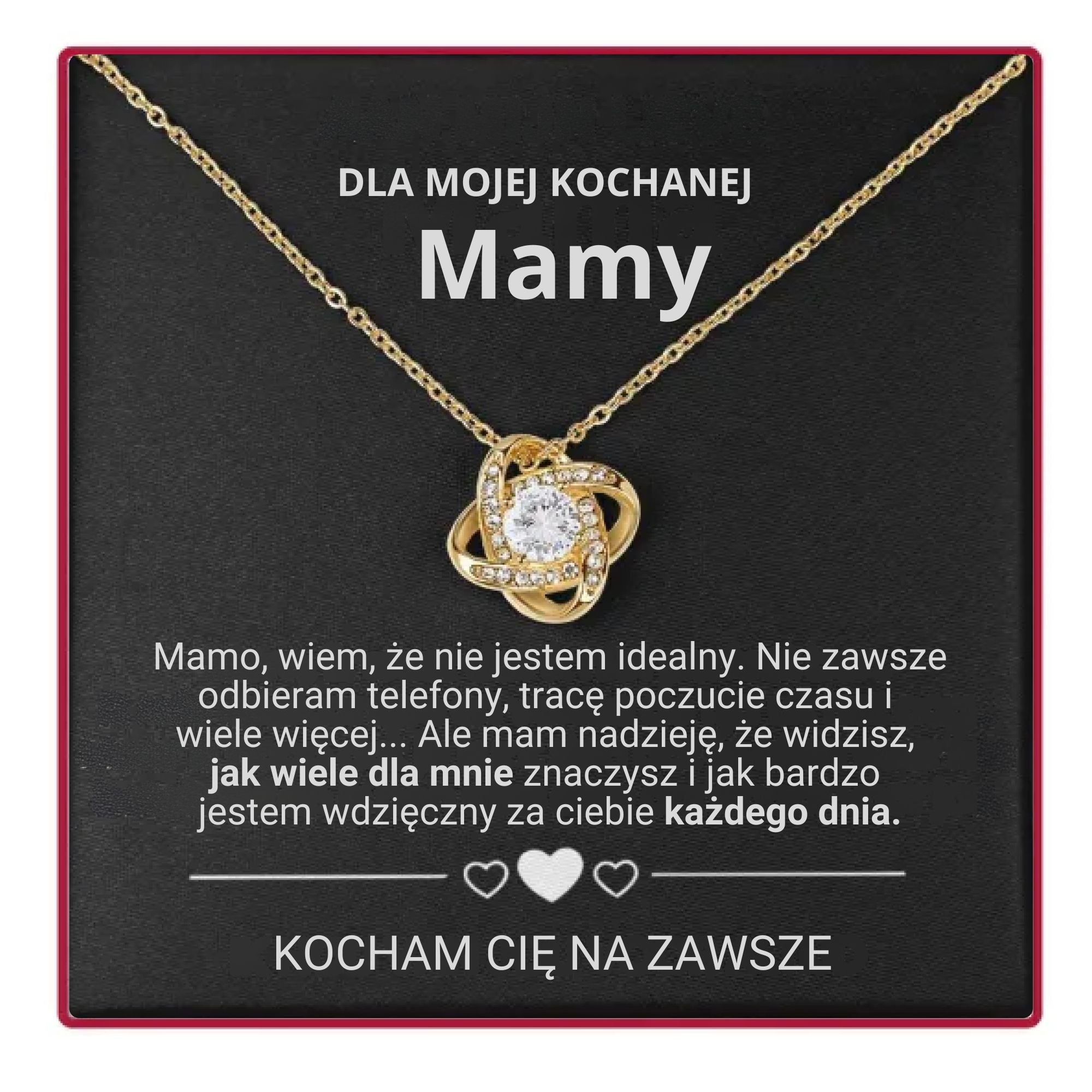 Dla Mojej Mamy - Wieczne Pudełko Z Różą - Z Naszyjnikiem Love Knot I Prawdziwą Różą