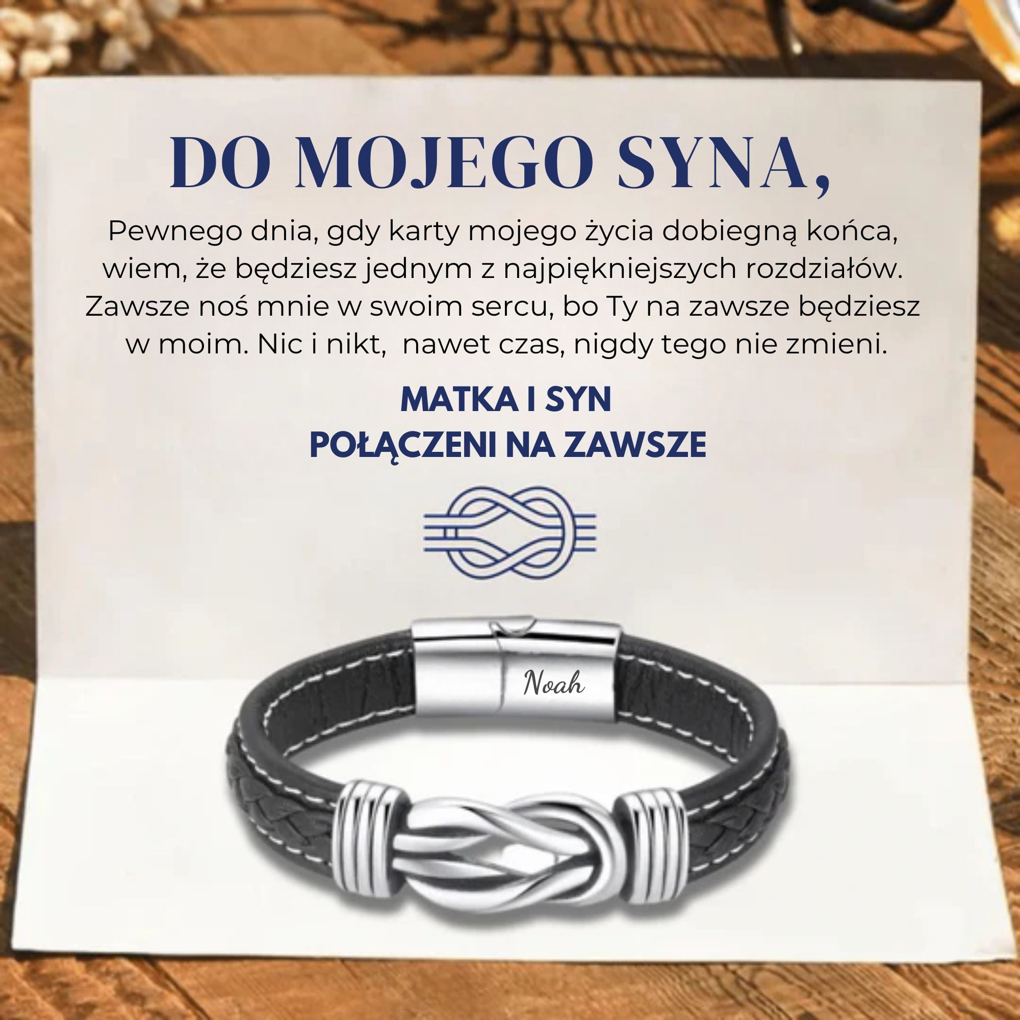 Dla Mojego Syna - Matka I Syn Na Zawsze Połączeni - Personalizowana Bransoletka Infinity