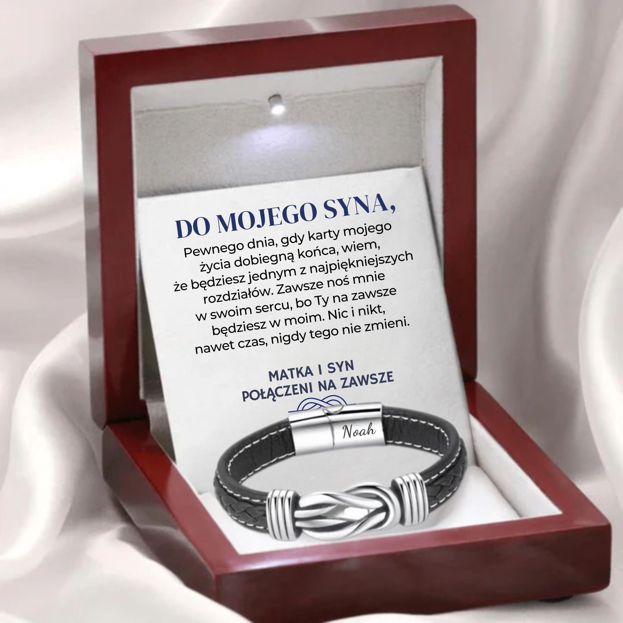Dla Mojego Syna - Matka I Syn Na Zawsze Połączeni - Personalizowana Bransoletka Infinity