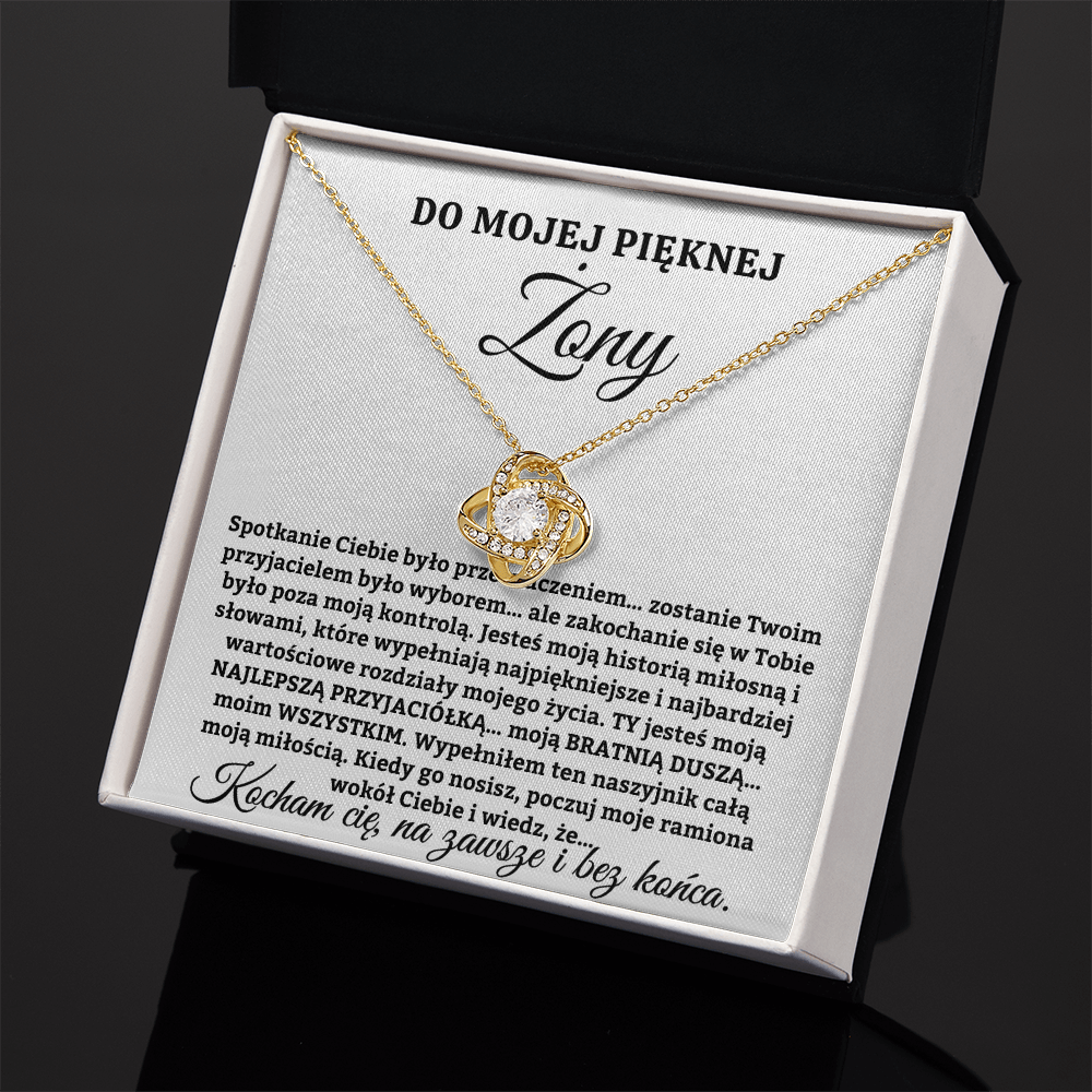 Do Mojej Pięknej Żony – Jesteś moją historią miłosną – Naszyjnik Love Knot