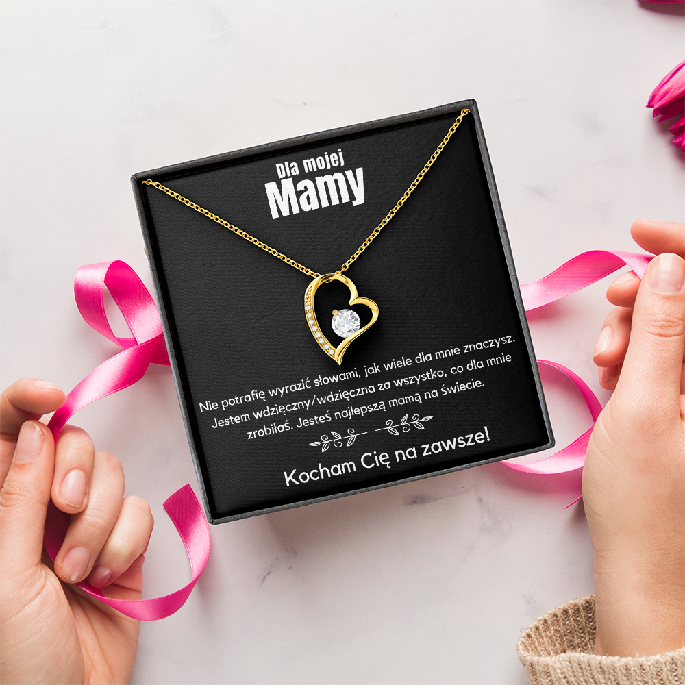Dla Mojej Mamy – Kocham Cię Na Zawsze – Naszyjnik z Sercem